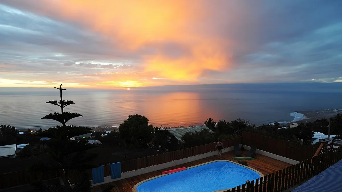 Le coucher de soleil sur l'océan Indien depuis la maison